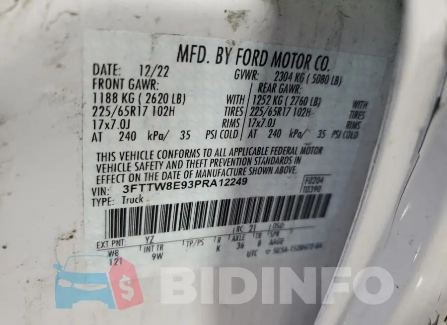 3FTTW8E93PRA12249 Photo# 12