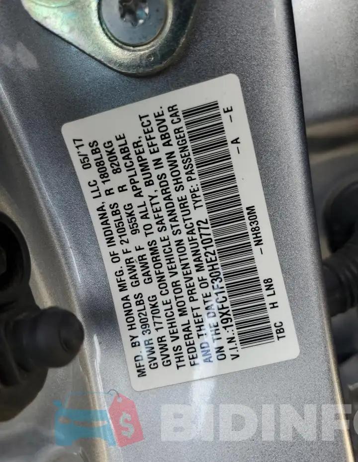 19XFC1F30HE210772 Photo# 12