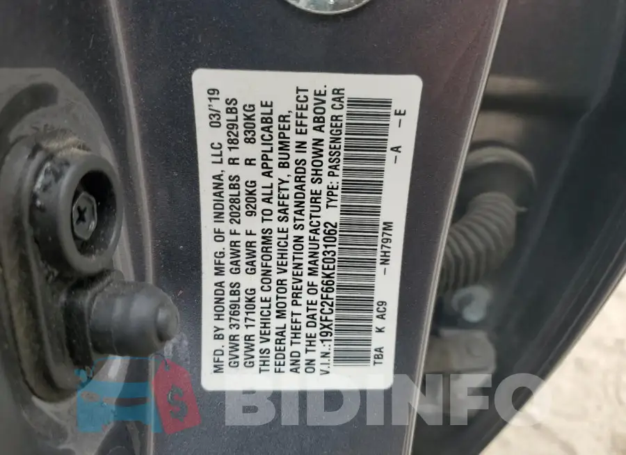 19XFC2F66KE031062 Photo# 12