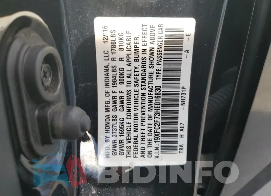 19XFC2F73HE016830 Photo# 12