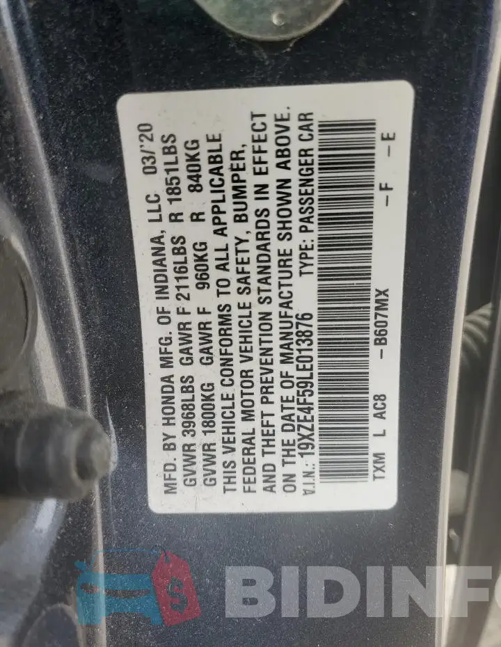 19XZE4F59LE013876 Photo# 12