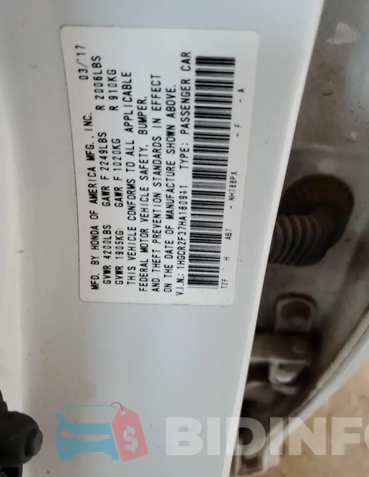 1HGCR2F37HA180911 Photo# 12