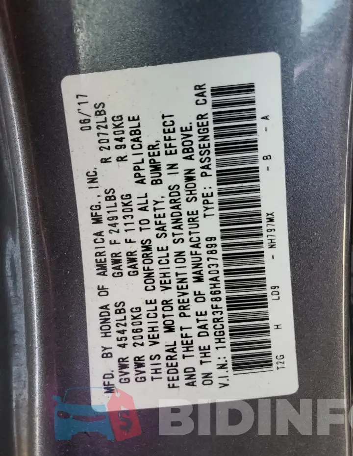 1HGCR3F86HA037899 Photo# 12