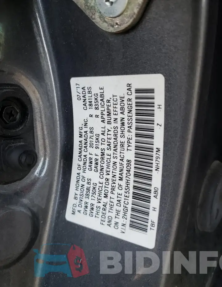 2HGFC1E55HH704098 Photo# 10