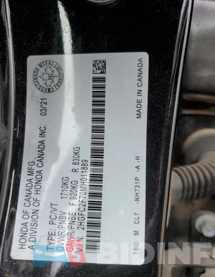 2HGFC2F70MH011889 Photo# 12