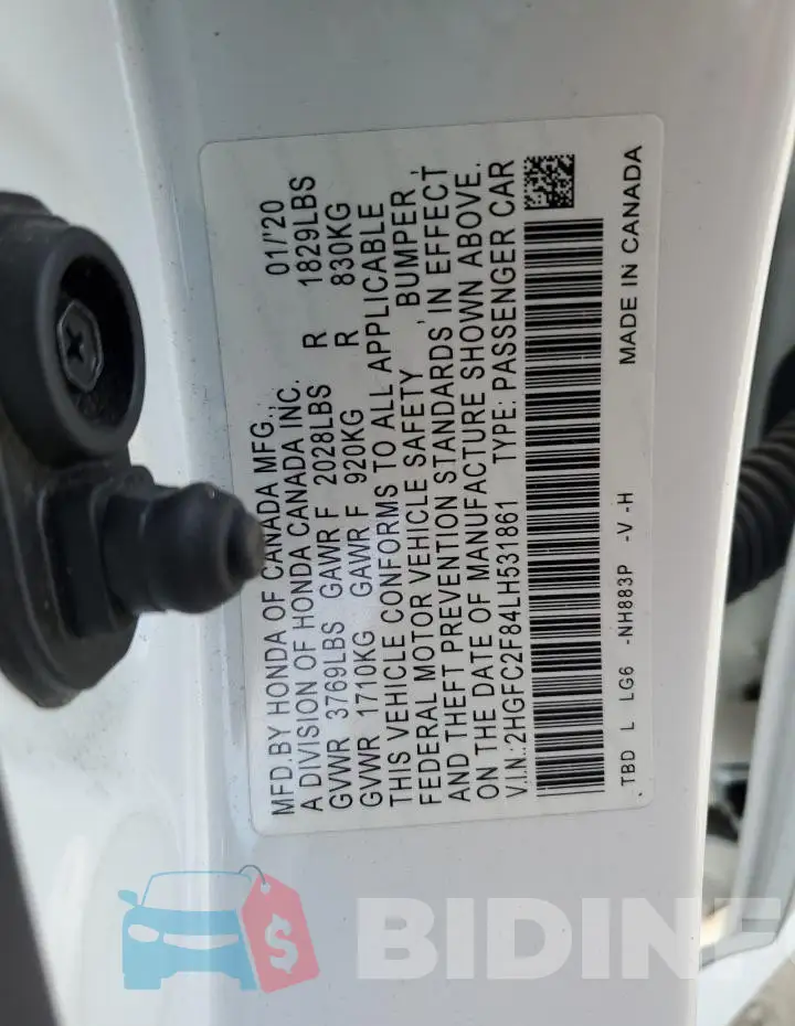2HGFC2F84LH531861 Photo# 13