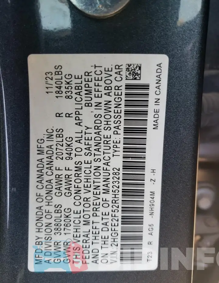 2HGFE2F52RH523282 Photo# 12