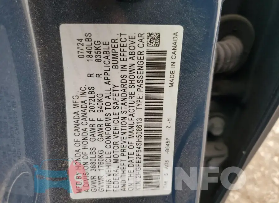 2HGFE2F54SH508613 Photo# 13