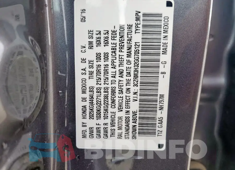 3CZRM3H32GG705121 Photo# 14