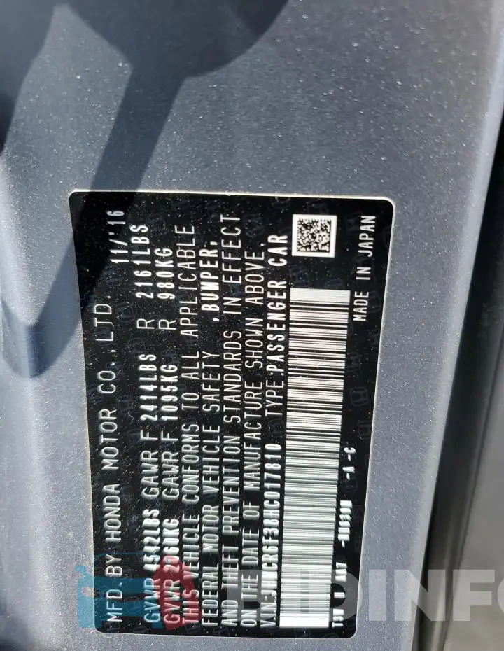 JHMCR6F38HC017810 Photo# 12