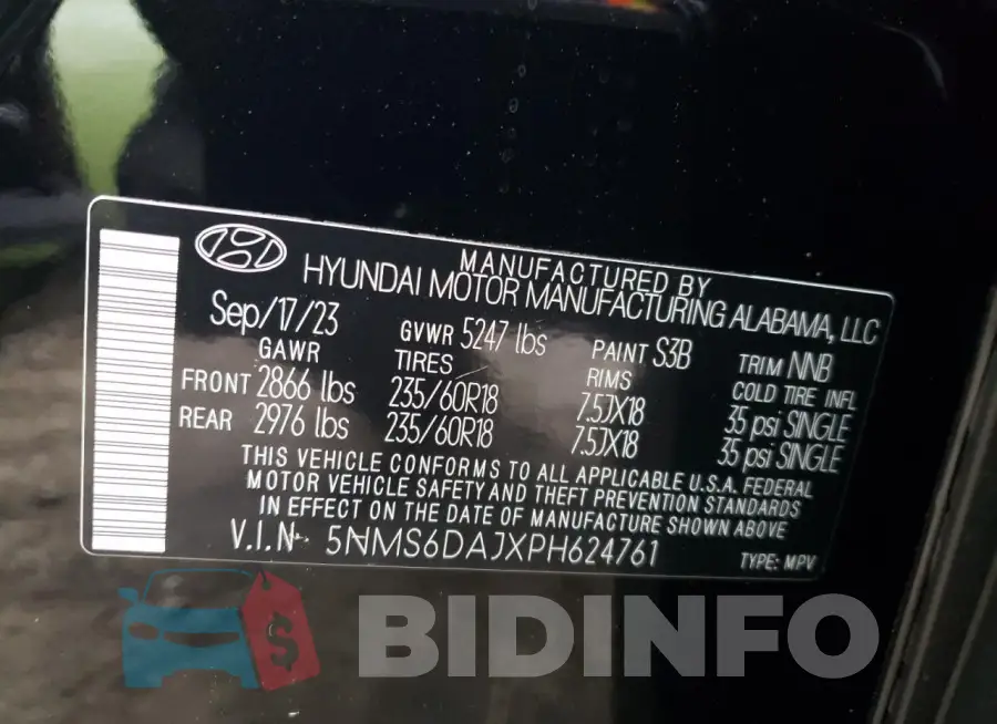 5NMS6DAJXPH624761 Photo# 13