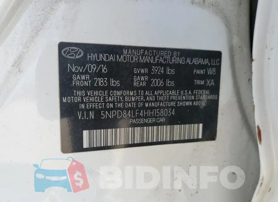 5NPD84LF4HH158034 Photo# 12