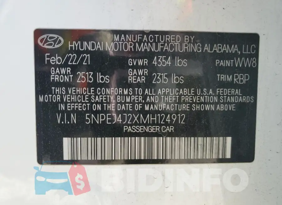 5NPEJ4J2XMH124912 Photo# 12