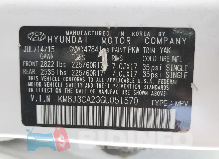 KM8J3CA23GU051570 Photo# 14