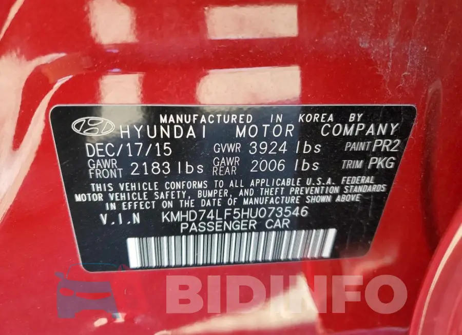 KMHD74LF5HU073546 Photo# 12