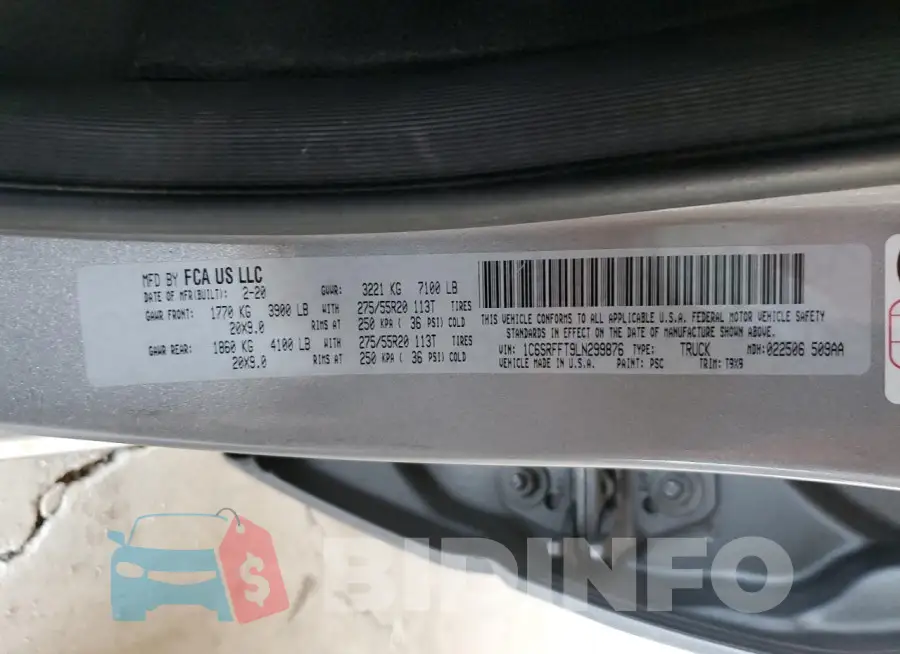 1C6SRFFT9LN299876 Photo# 13