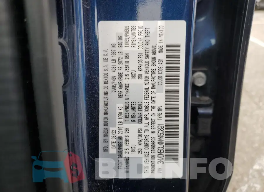 3MVDMBCL4NM450891 Photo# 13