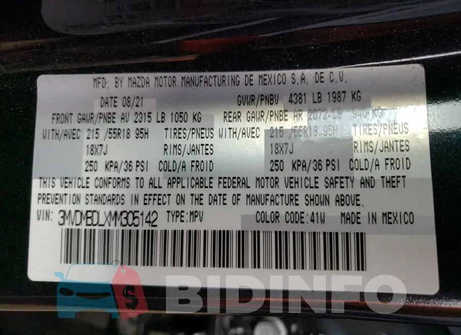 3MVDMBDLXMM305142 Photo# 13