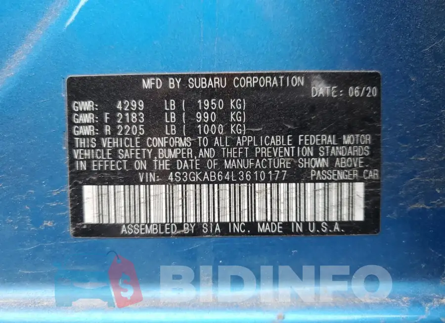 4S3GKAB64L3610177 Photo# 12