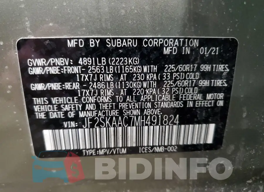 JF2SKAAC7MH491824 Photo# 14