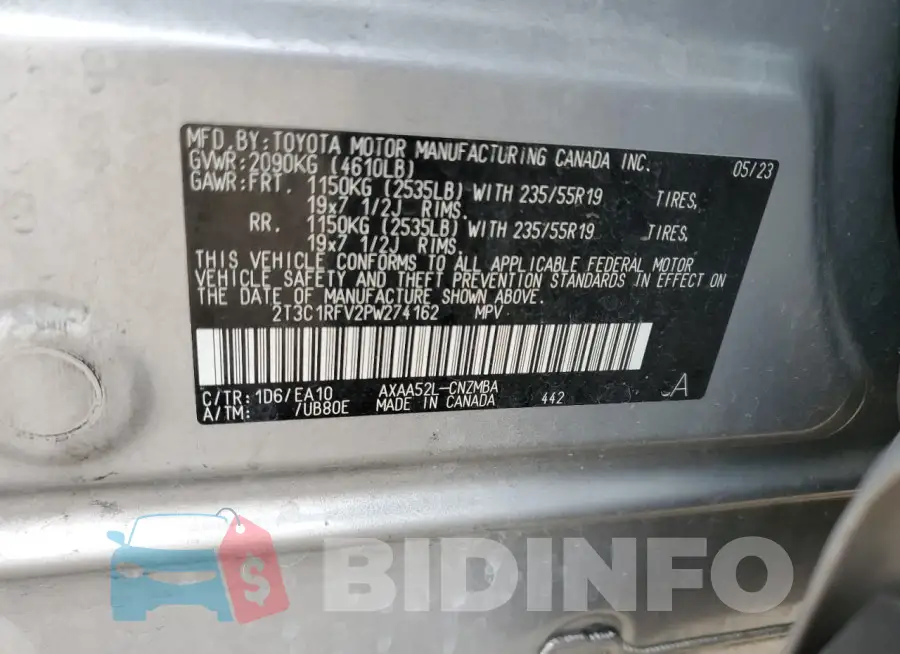 2T3C1RFV2PW274162 Photo# 13