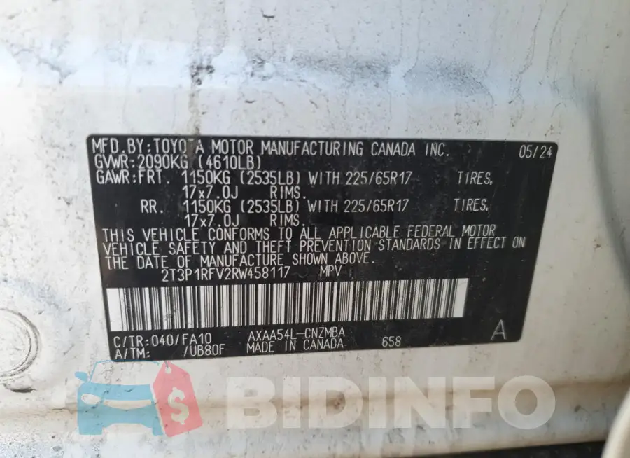 2T3P1RFV2RW458117 Photo# 14