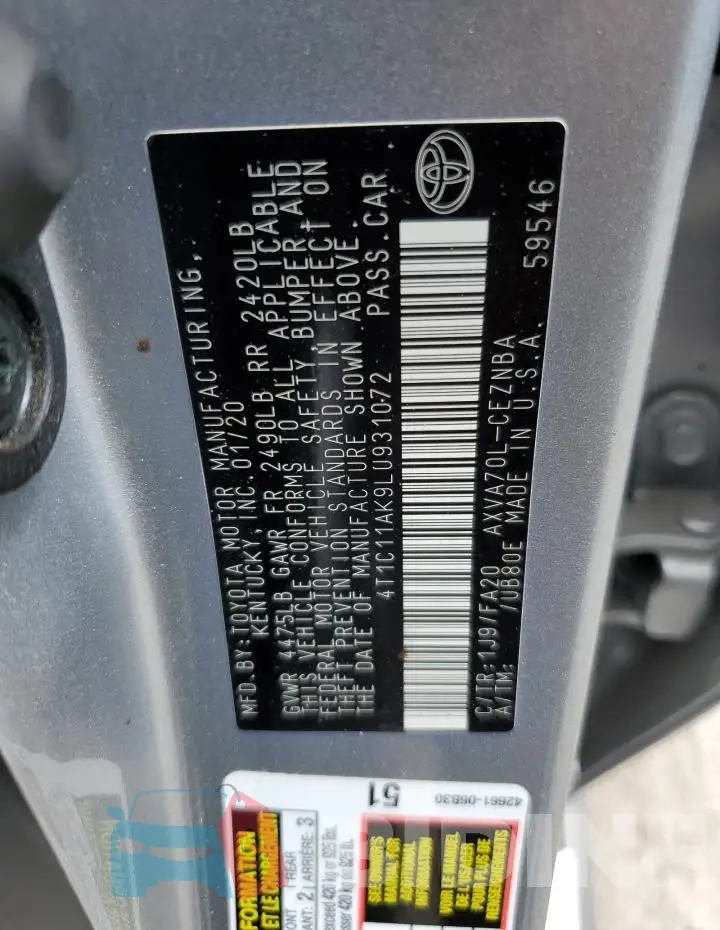 4T1C11AK9LU931072 Photo# 12