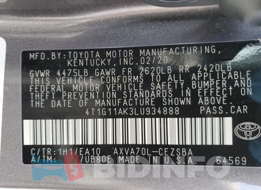 4T1G11AK3LU934888 Photo# 13