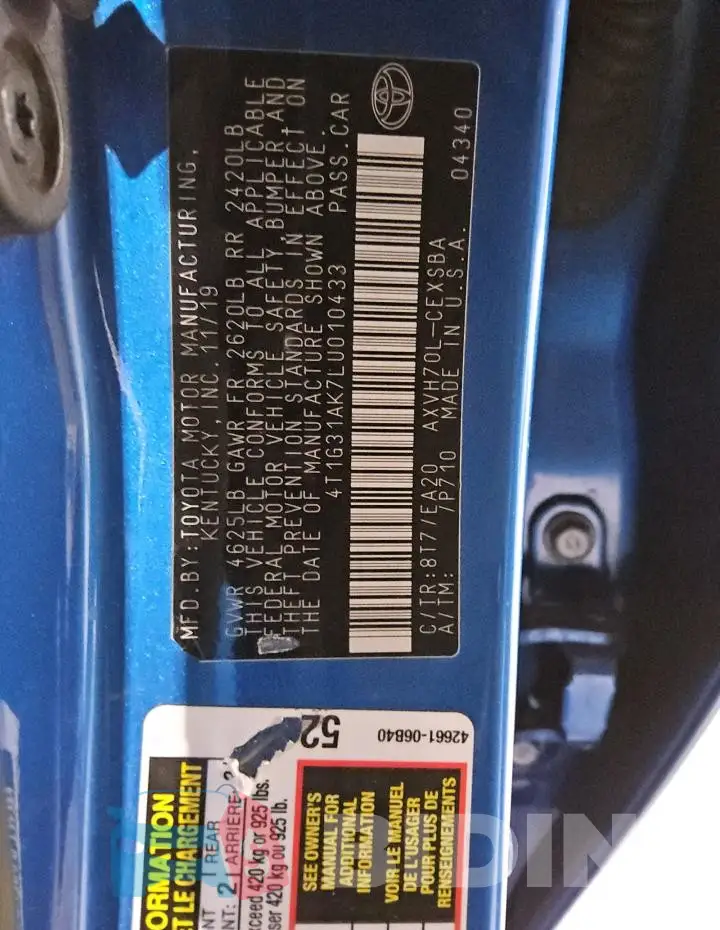 4T1G31AK7LU010433 Photo# 12