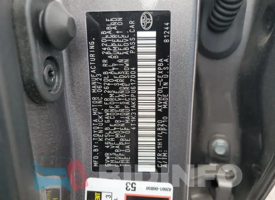 4T1K31AK6PU617004 Photo# 13
