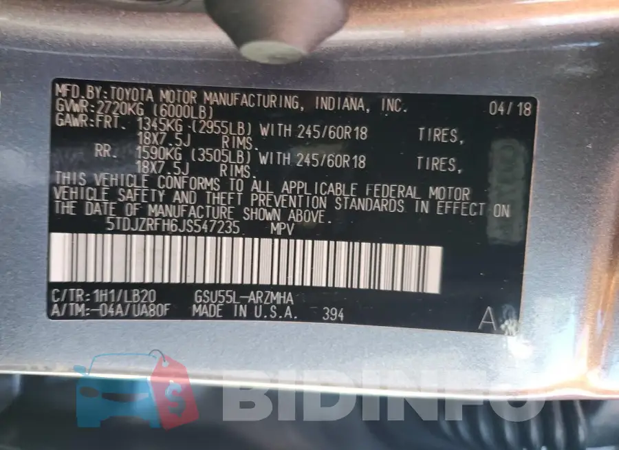 5TDJZRFH6JS547235 Photo# 13