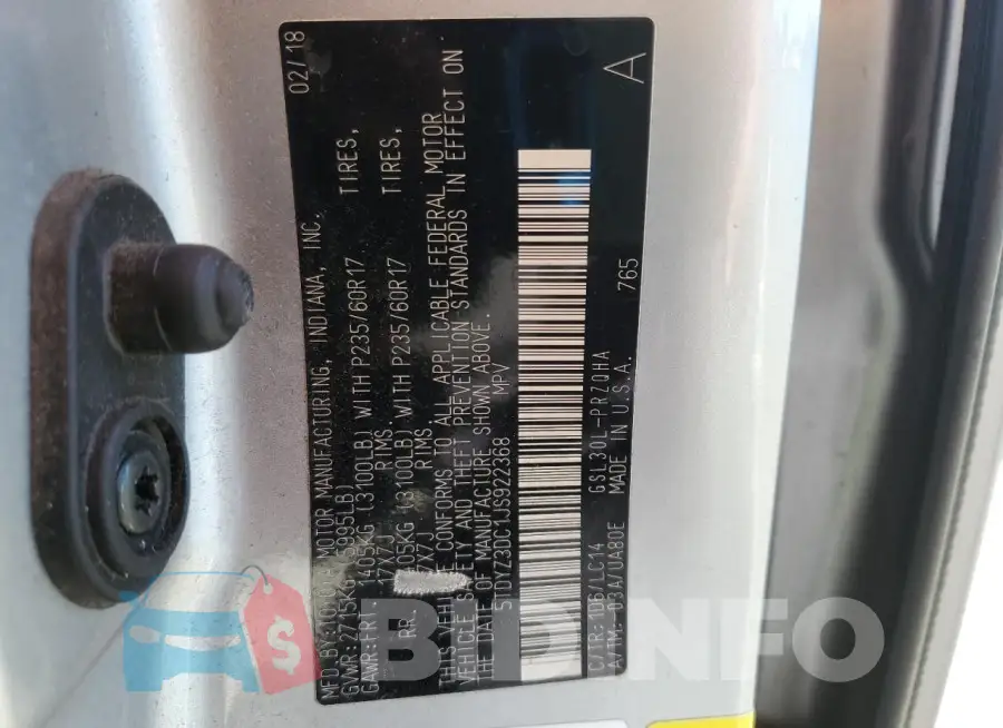 5TDYZ3DC1JS922368 Photo# 13