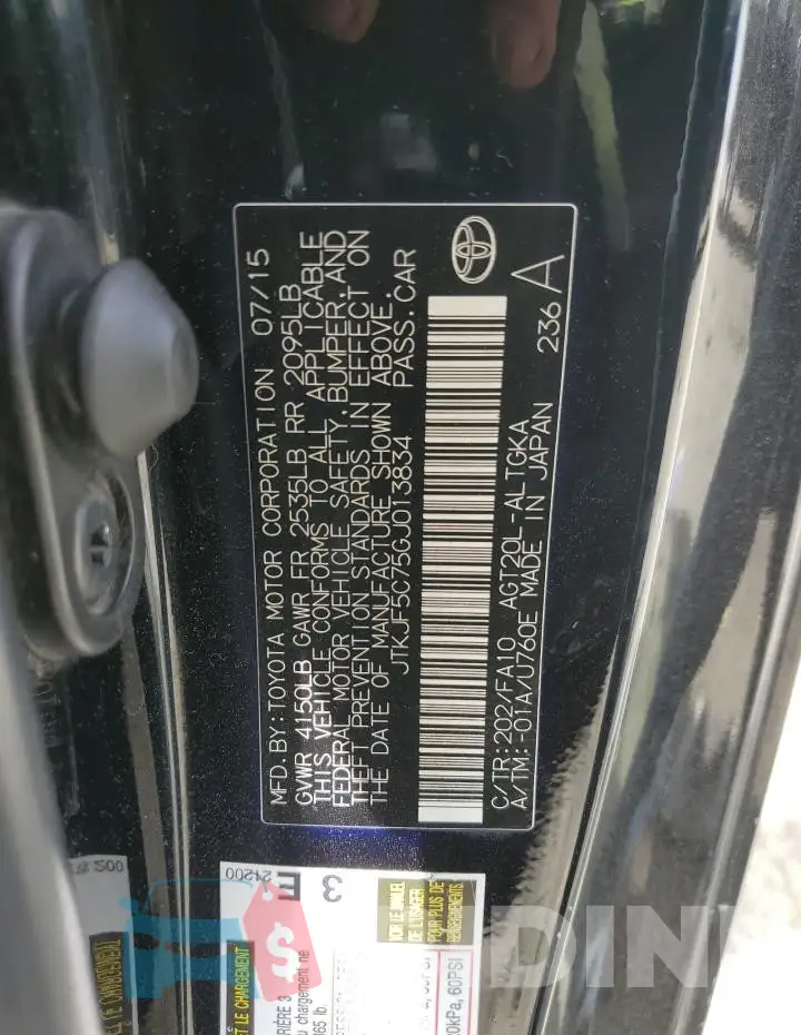 JTKJF5C75GJ013834 Photo# 12