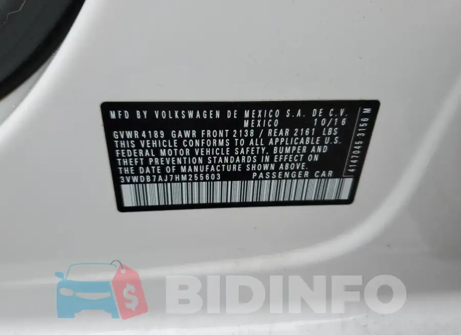3VWDB7AJ7HM255603 Photo# 12