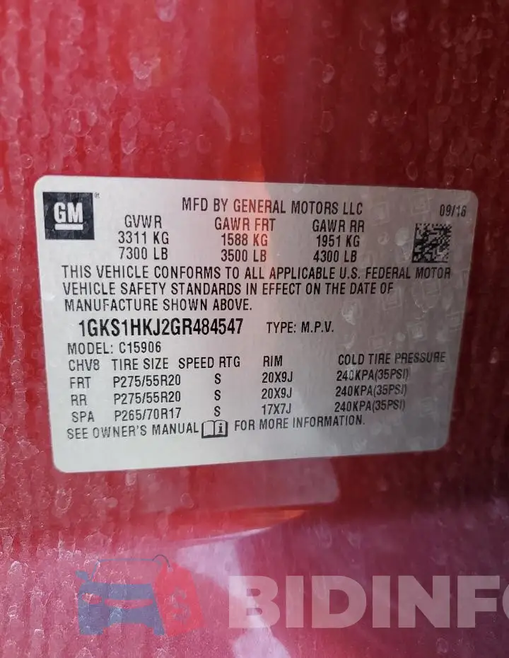 1GKS1HKJ2GR484547 Photo# 13