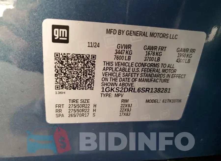 1GKS2DRL6SR138281 Photo# 14