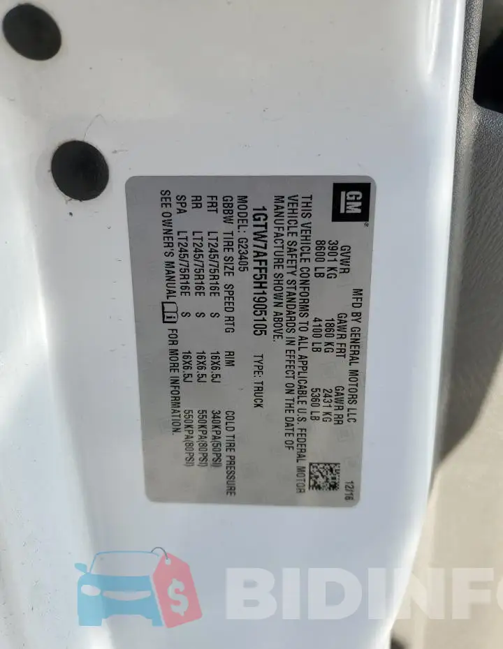 1GTW7AFF5H1905105 Photo# 13