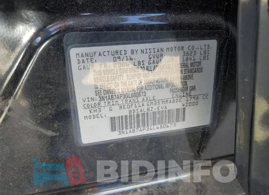 3N1AB7AP3GL680673 Photo# 13