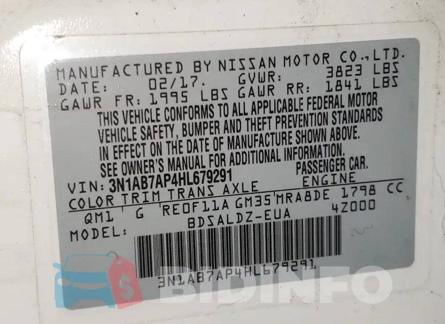3N1AB7AP4HL679291 Photo# 12
