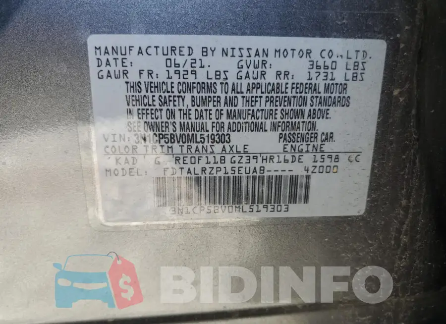 3N1CP5BV0ML519303 Photo# 12
