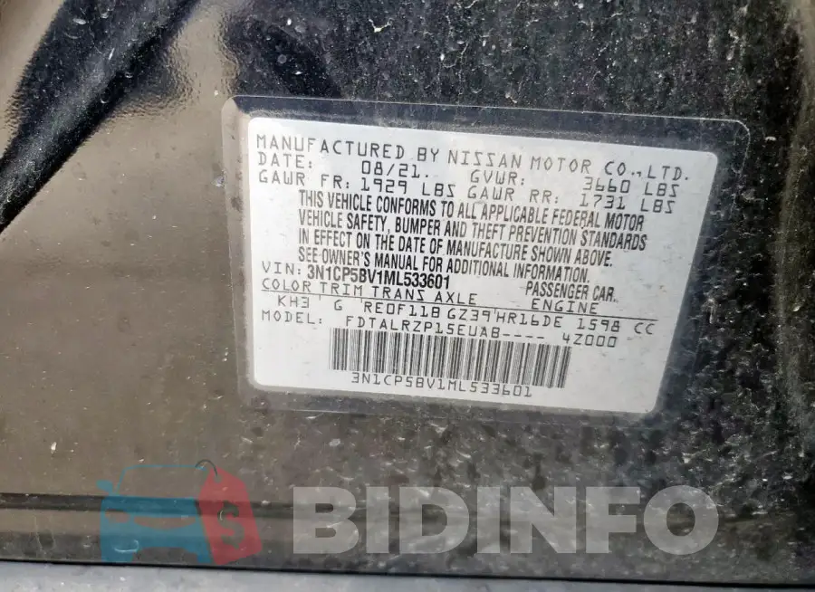 3N1CP5BV1ML533601 Photo# 13