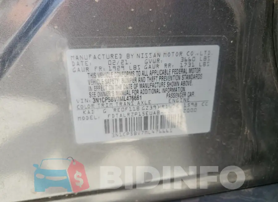 3N1CP5BV7ML476661 Photo# 12