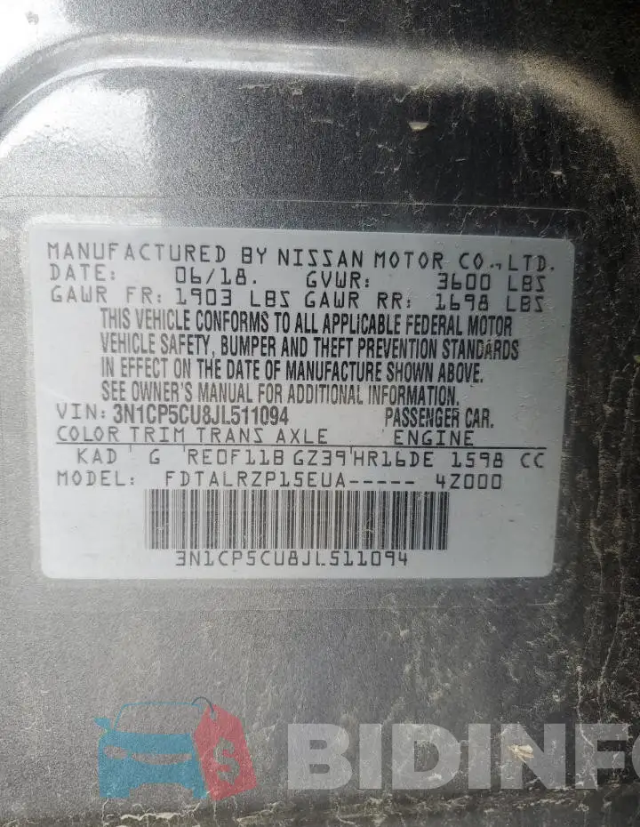 3N1CP5CU8JL511094 Photo# 13