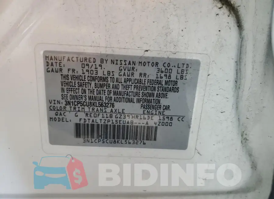 3N1CP5CU8KL563276 Photo# 12