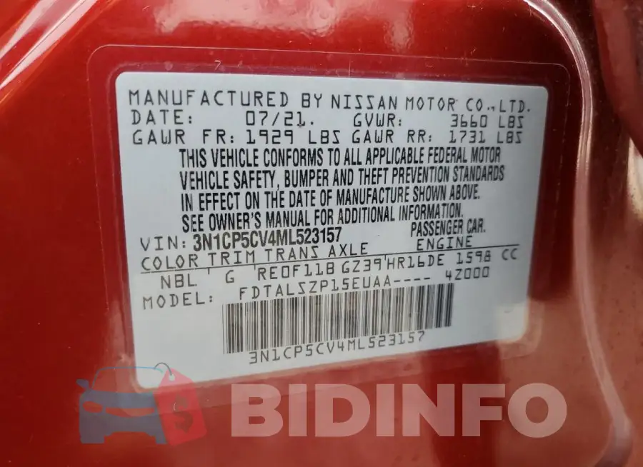 3N1CP5CV4ML523157 Photo# 14