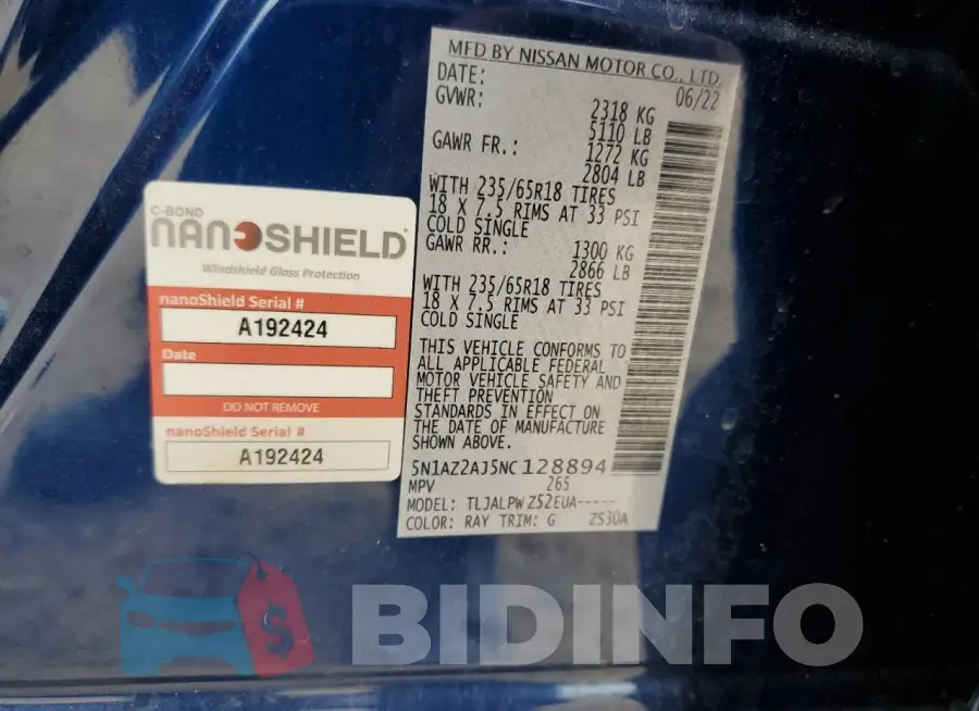 5N1AZ2AJ5NC128894 Photo# 13