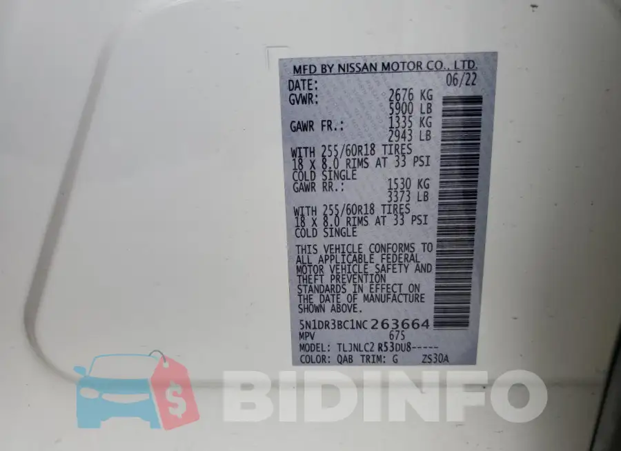 5N1DR3BC1NC263664 Photo# 13