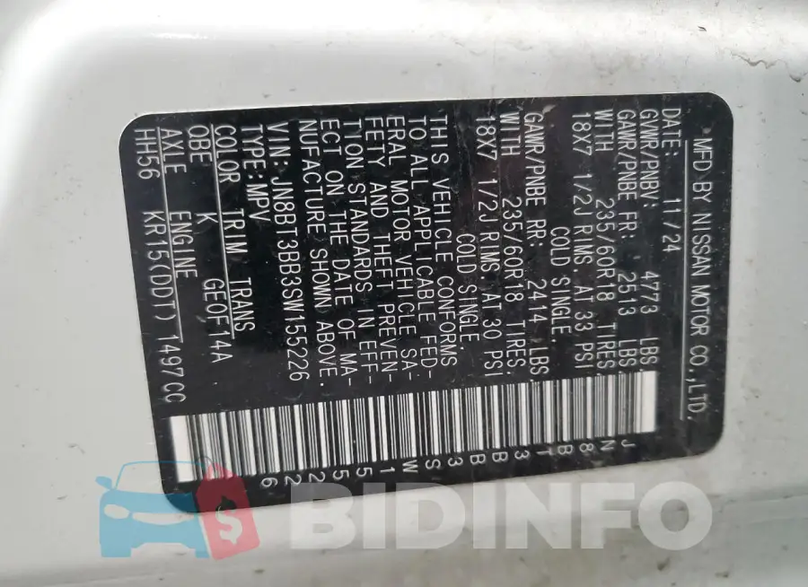 JN8BT3BB3SW155226 Photo# 14
