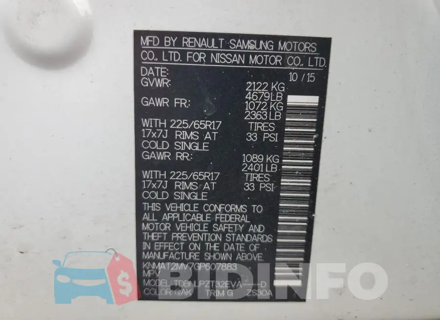 KNMAT2MV7GP607883 Photo# 13