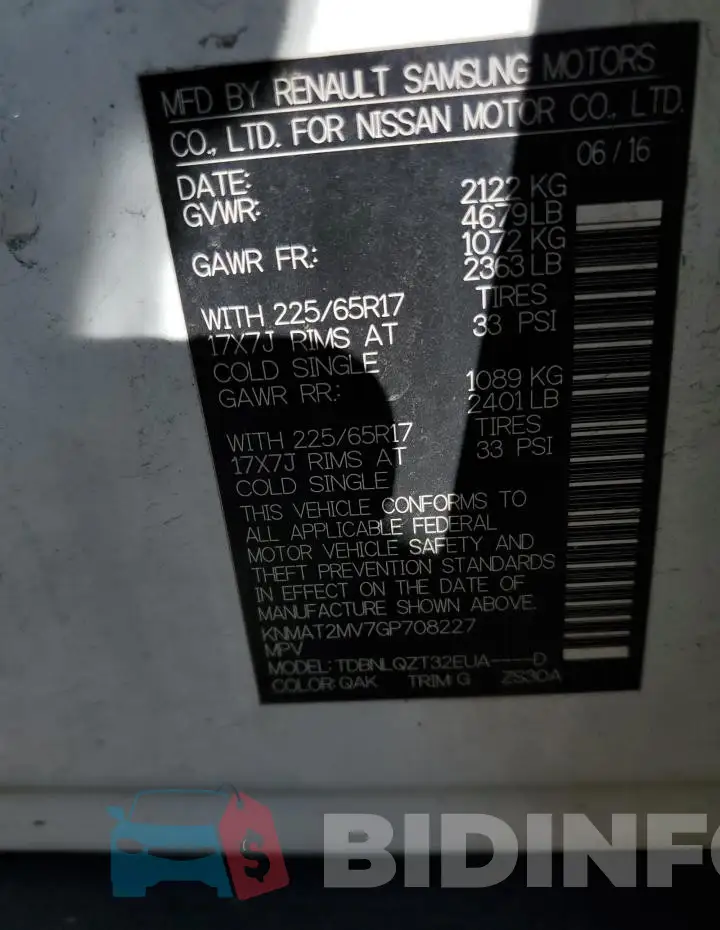KNMAT2MV7GP708227 Photo# 13